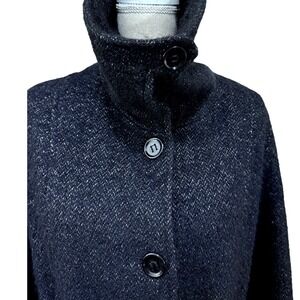 "L.L. COLLEZIONI ITALIA" Wool,Mohair,Alpaca, Black Trench Coat,Old Money,Classic